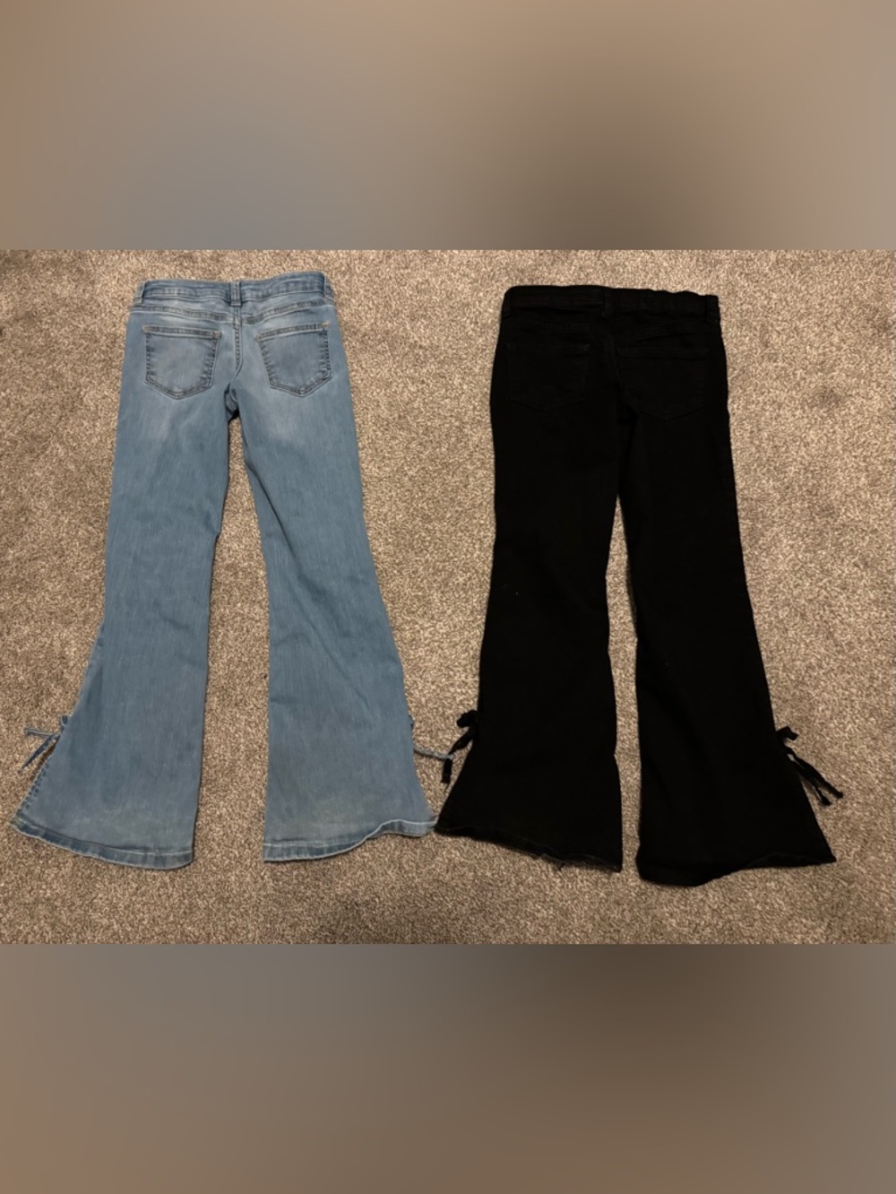 Set of 2 Art Class Girls Sz 8 Blue Jeans Black denim bow flare bell bottoms - Picture 12 of 16